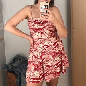 Reformation Sarah Mini Dress - Red with subtle Los Angeles / LA print
